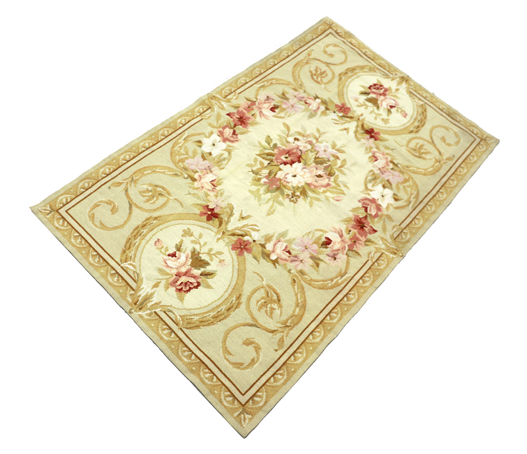Decorative rug with floral pattern on a white background