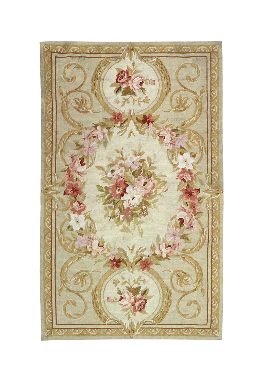 Decorative rug with floral patterns on a white background