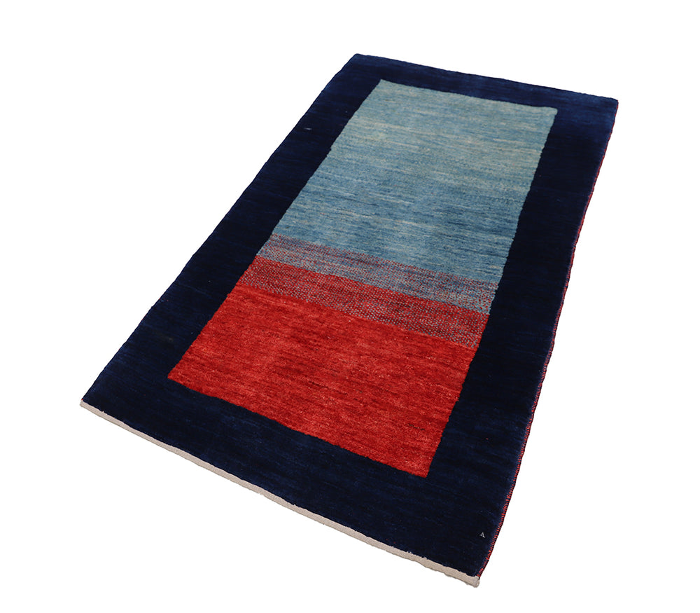 3'x5' Persian Gabbeh Geometric Rug | Jewel Tone Hand-Knotted Wool Rug