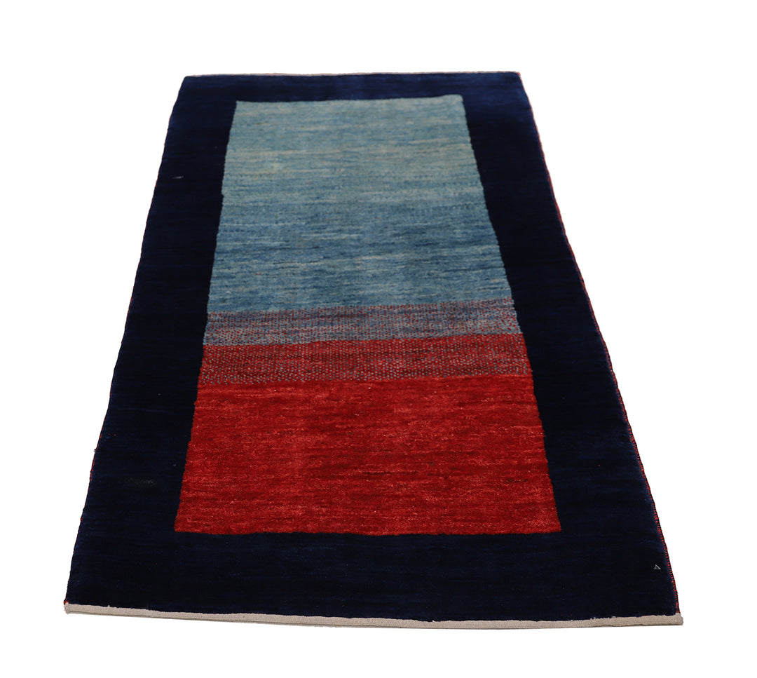 3'x5' Persian Gabbeh Geometric Rug | Jewel Tone Hand-Knotted Wool Rug