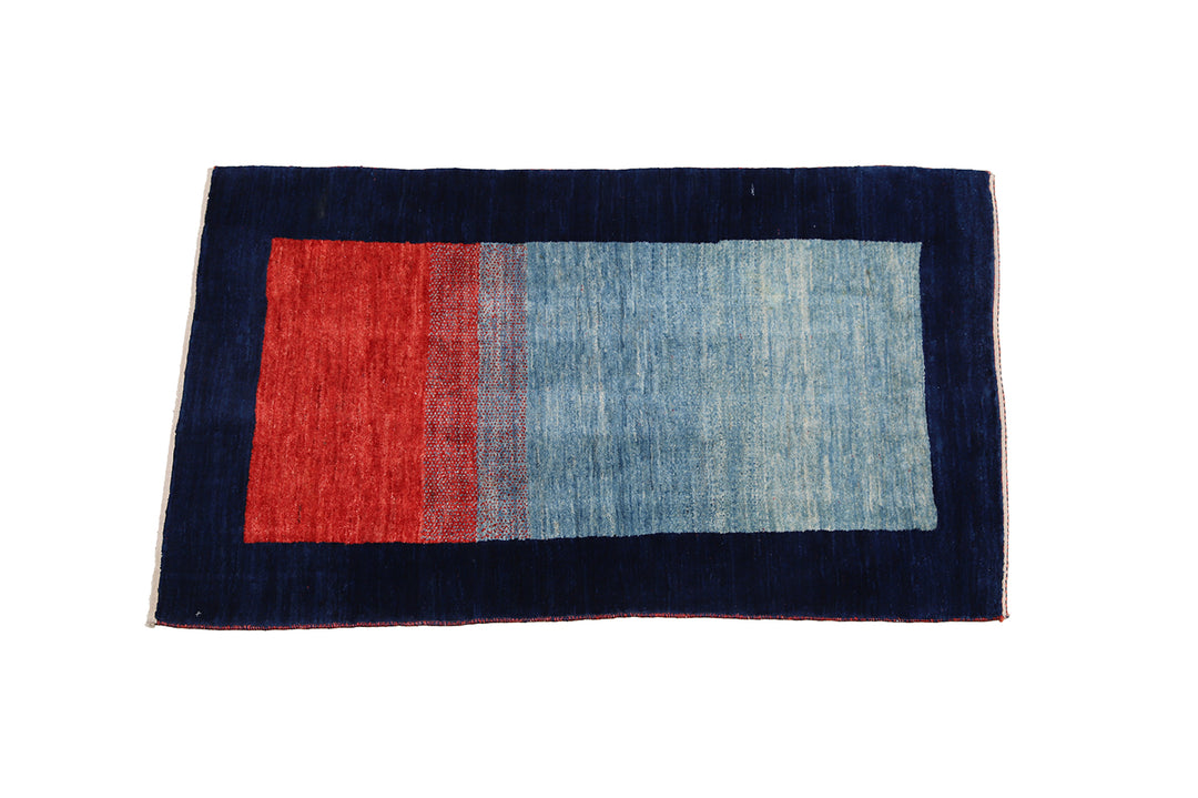 3'x5' Persian Gabbeh Geometric Rug | Jewel Tone Hand-Knotted Wool Rug
