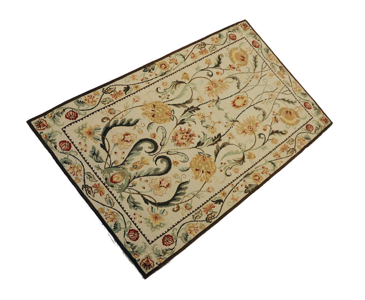 Decorative rug with floral patterns on a white background