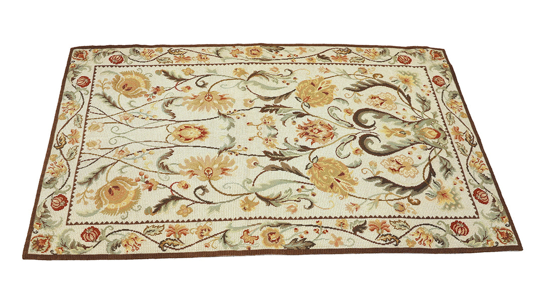 Decorative floral rug on a white background