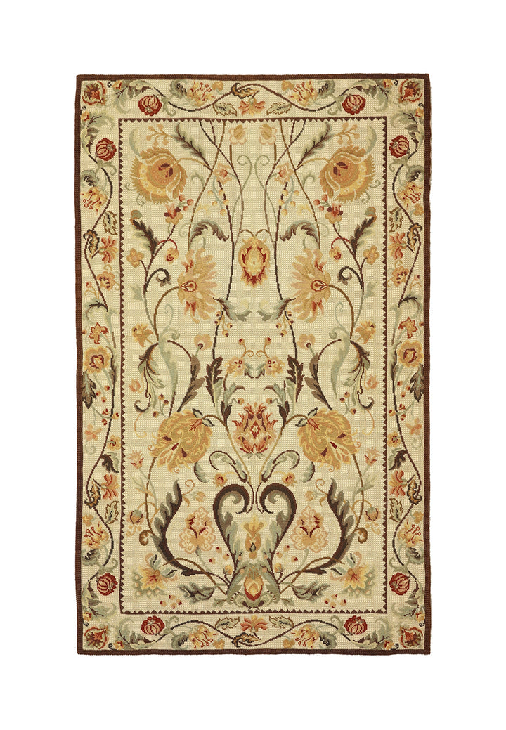 Decorative floral rug with intricate patterns on a white background