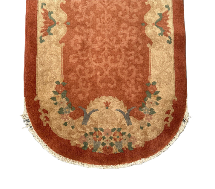 3'x5' Small Oval & Brown Chinese Art Deco Wool Rug