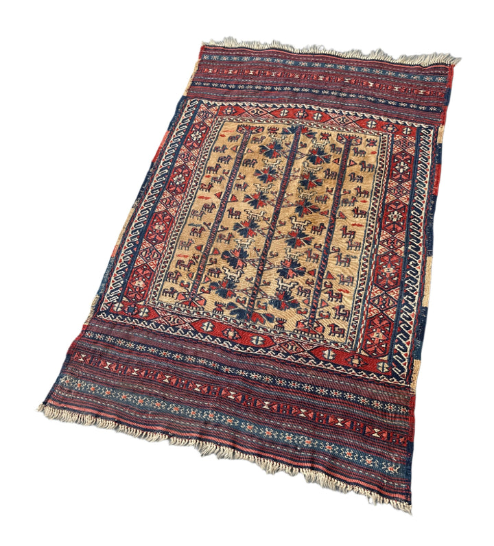 3'x5' Small Wool Area Rug |Afghan Baluch Rug