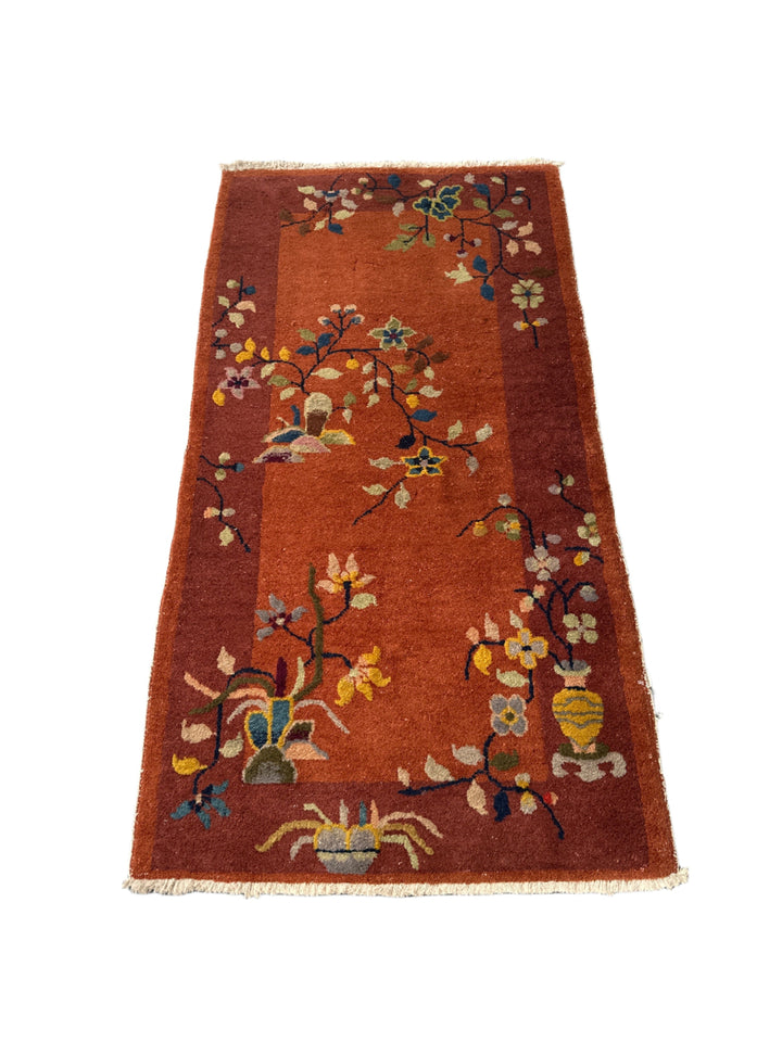 3'x5' Vintage 1920s Chinese Art Deco Rug | Hand Knotted Wool