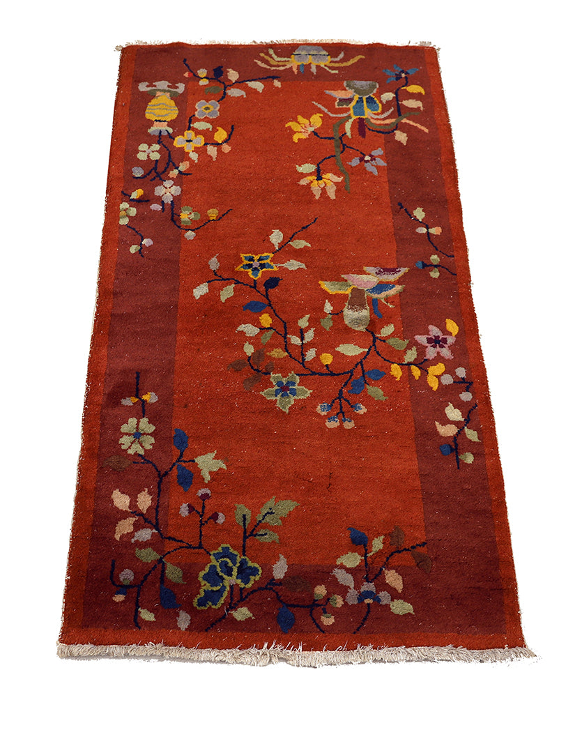 3'x5' Vintage 1920s Chinese Art Deco Rug | Hand Knotted Wool