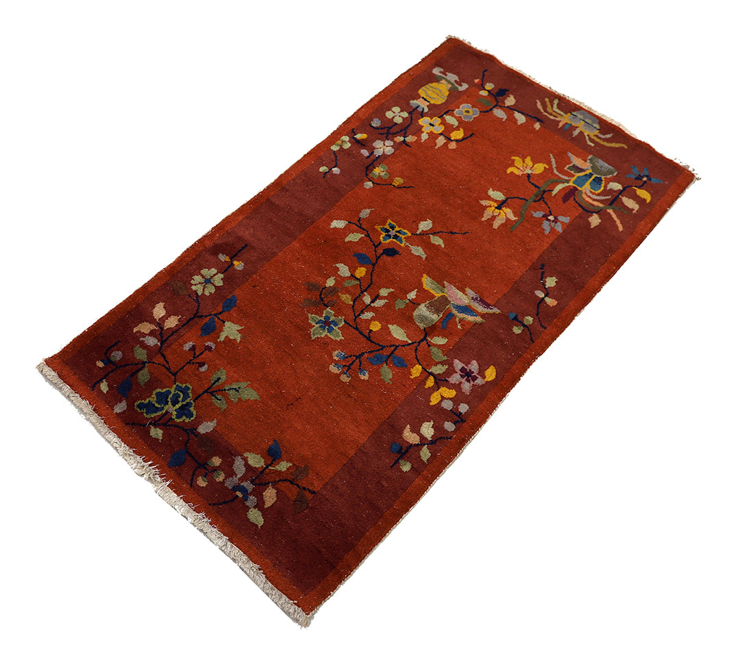 3'x5' Vintage 1920s Chinese Art Deco Rug | Hand Knotted Wool