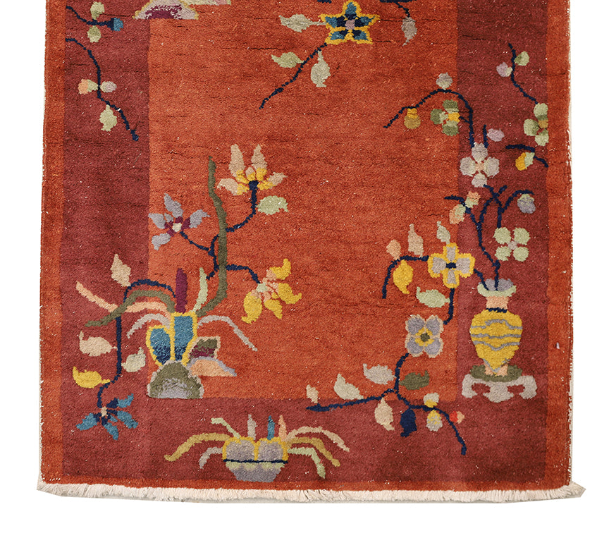 3'x5' Vintage 1920s Chinese Art Deco Rug | Hand Knotted Wool