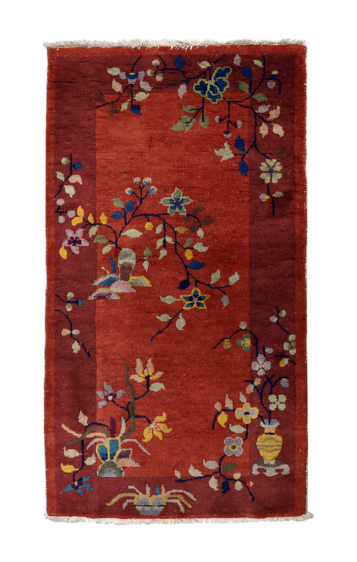 3'x5' Vintage 1920s Chinese Art Deco Rug | Hand Knotted Wool