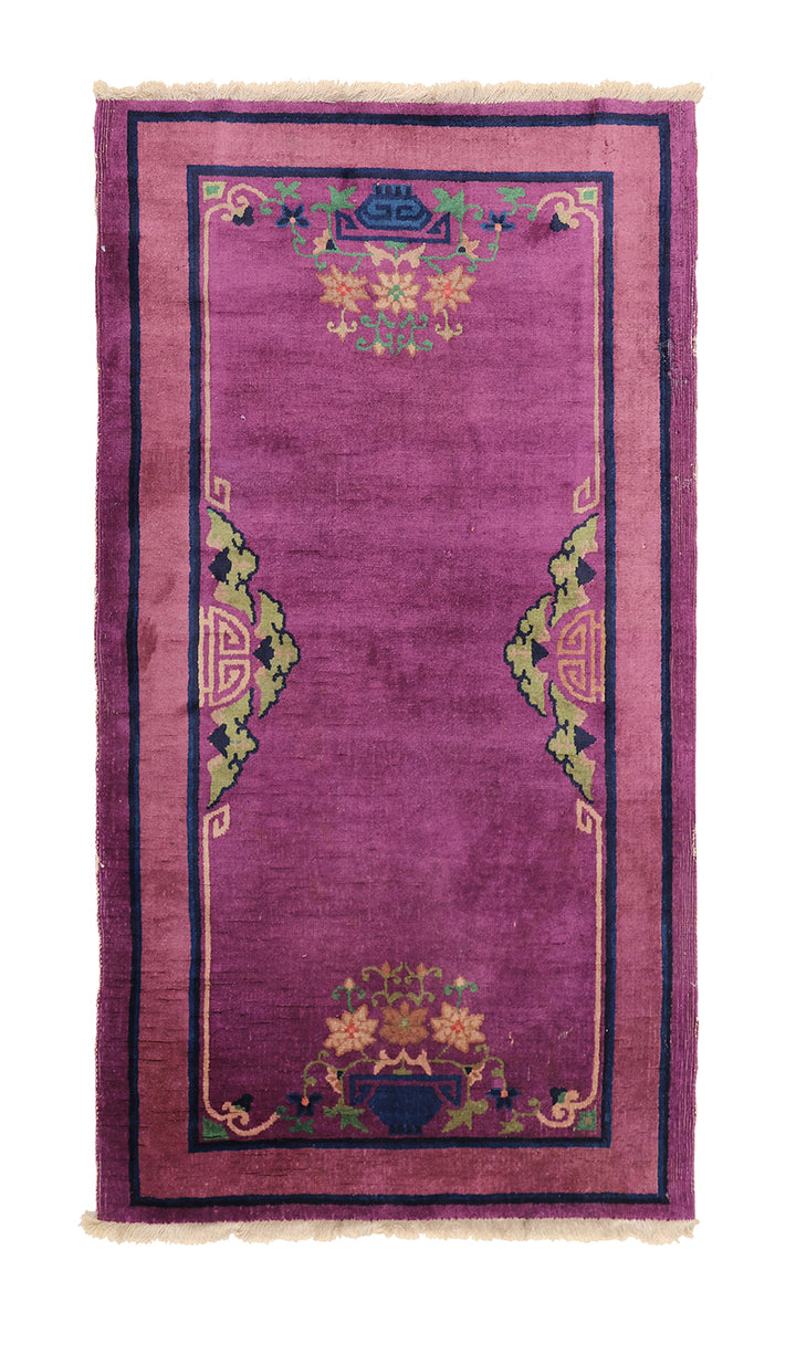 3'x6' Vintage Chinese Art Deco Rug - Hand-Knotted Wool Luxury Rug