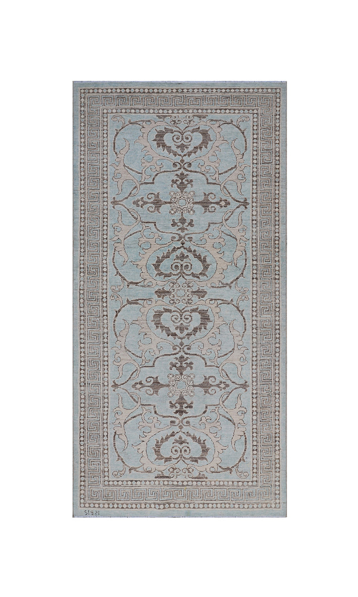 3x7 Ariana Transitional Blue and Brown Floral Runner Rug