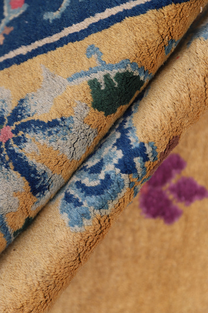 3'x7' Vintage Chinese Art Deco Rug | Floral Area Rug