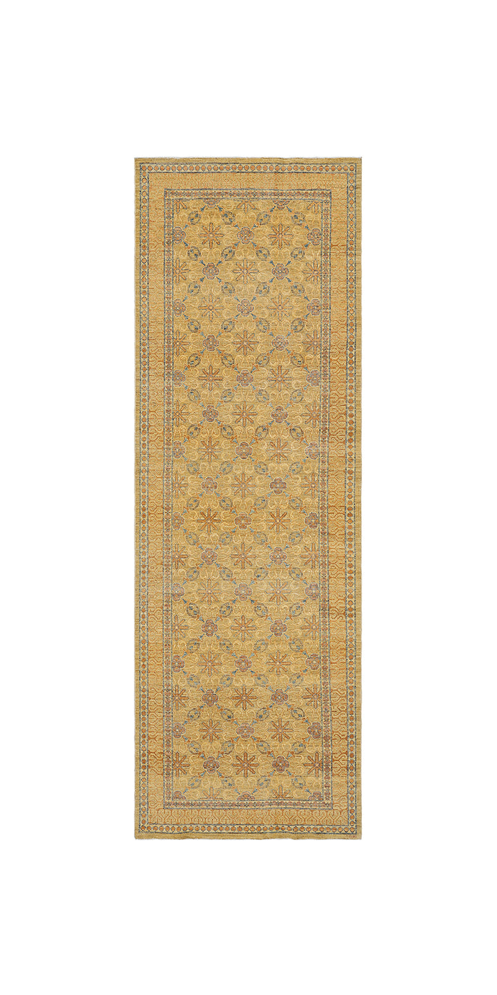 4' x 12' Ariana Traditional Wide Runner Rug | Yellow & Gold Floral