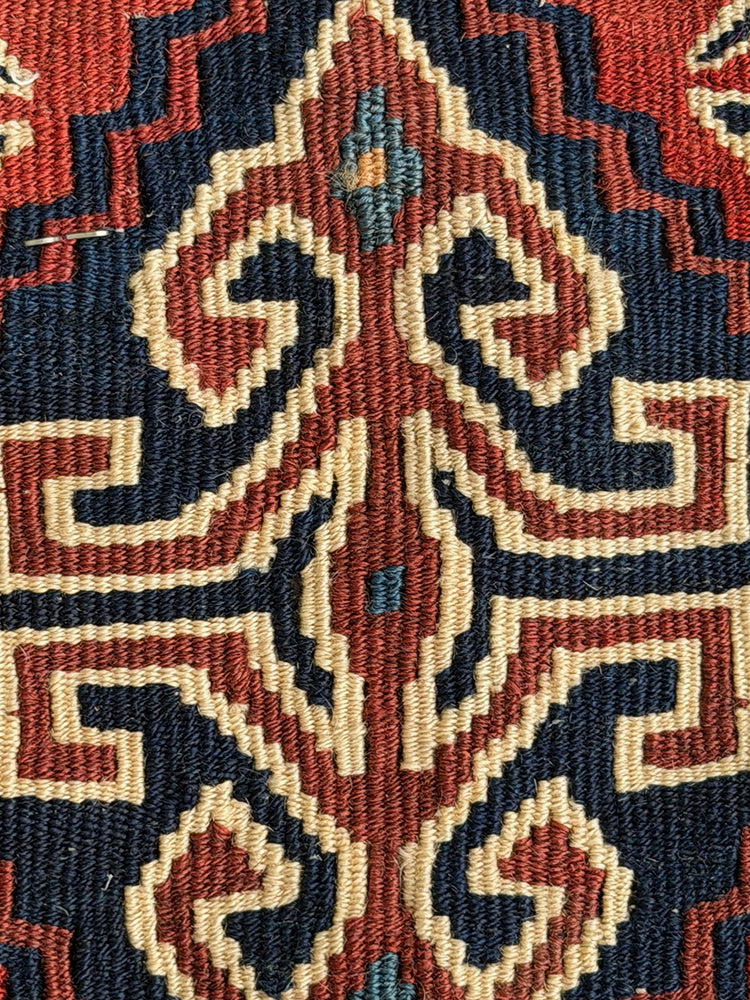 Vintage Persian Kurdish Mini Kilim Saddle Bag - 9"x20" Handwoven Textile