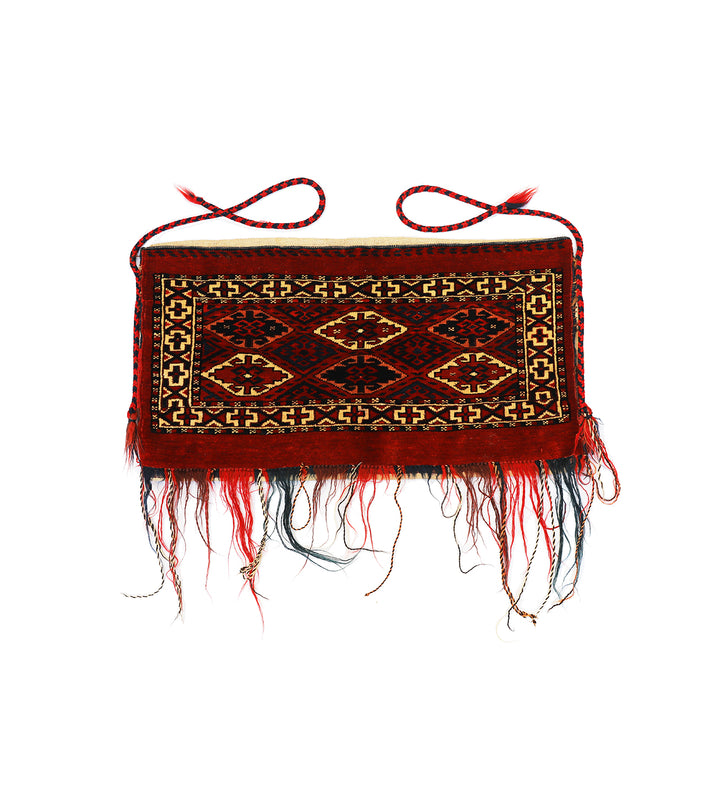 1'x2' Vintage Hand Knotted Yumud Jawal Storage Bag