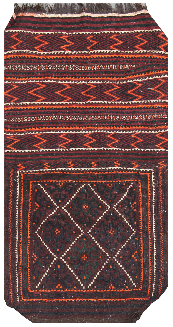 2'x4' Vintage Afghan Uzbek Saddle Bag Rug