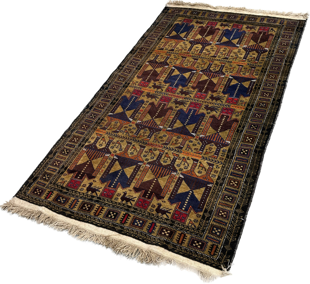 4'x6' Afghan Baluch Tribal Pictural Rug