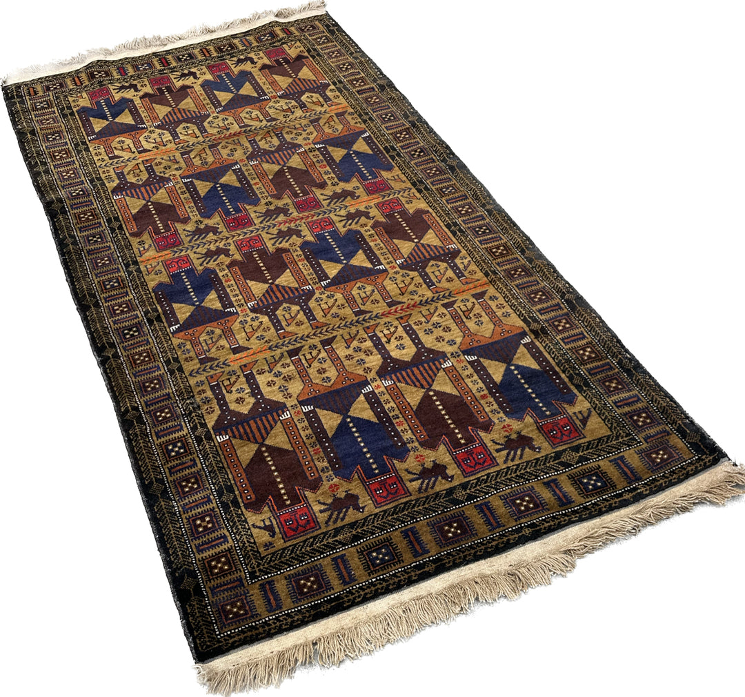 4'x6' Afghan Baluch Tribal Pictural Rug