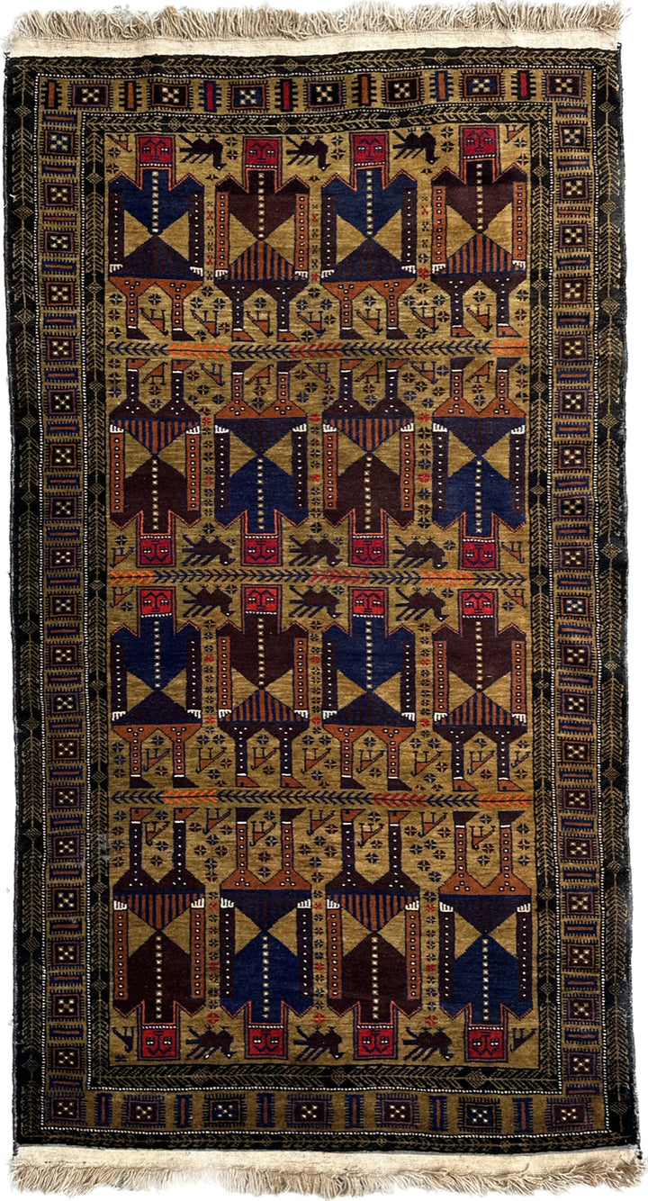 4'x6' Afghan Baluch Tribal Pictural Rug