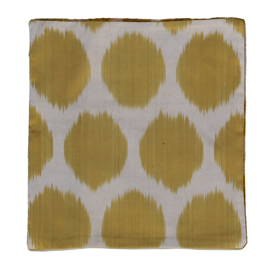 15"x15" Cream and Yellow Geometric Ikat Velvet Pillowcase