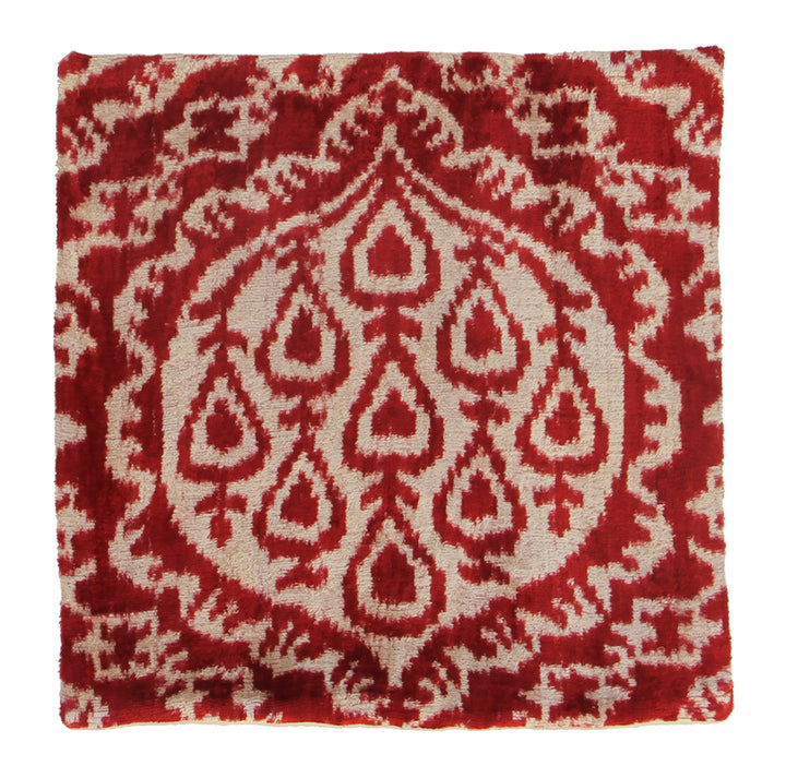 15"x15" Red Velvet Ikat Pillowcase