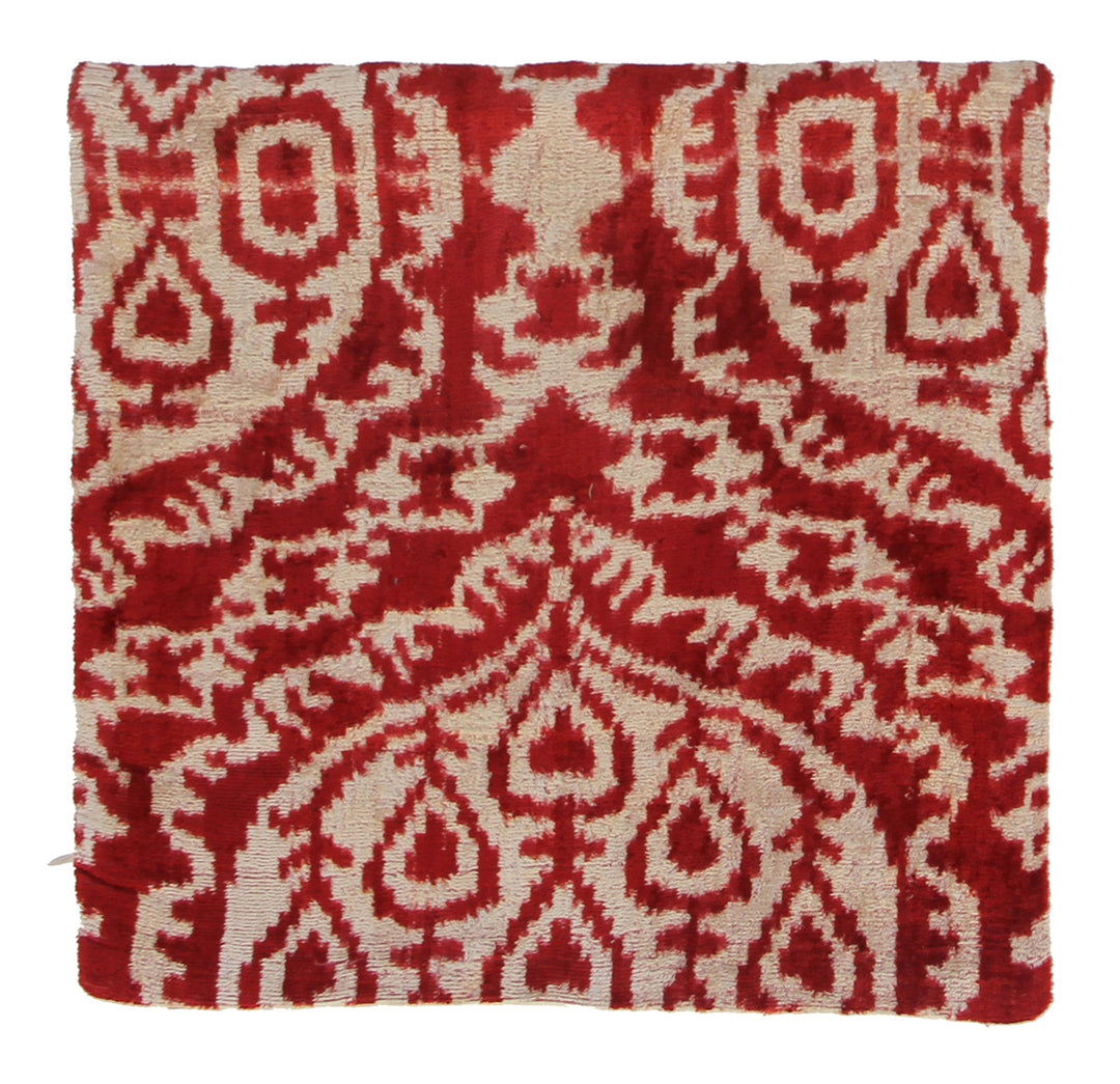 15"x15" Red Velvet Ikat Pillowcase