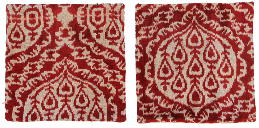 15"x15" Red Velvet Ikat Pillowcase