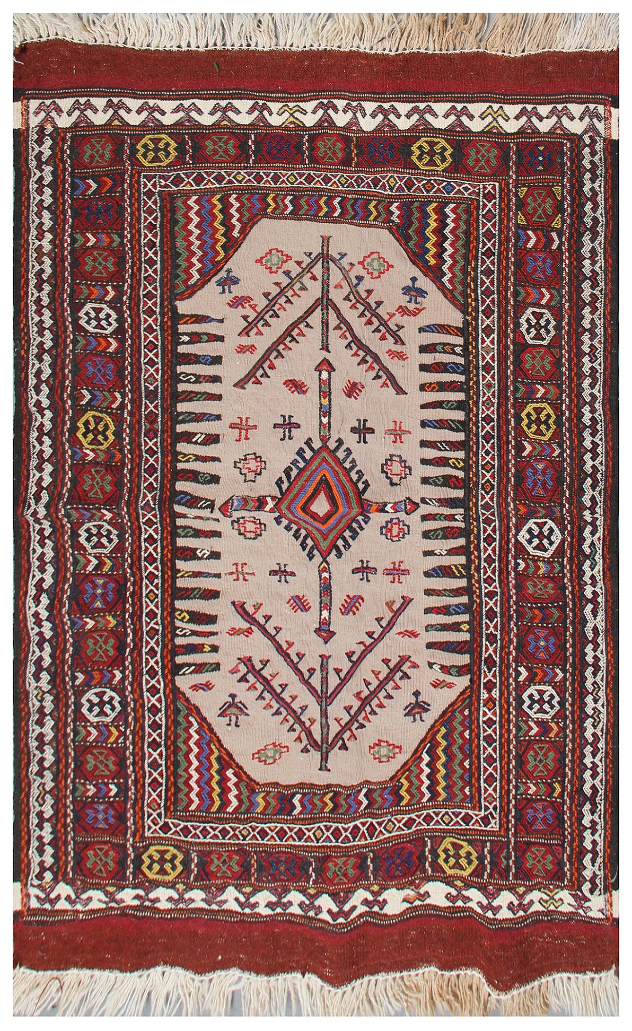 3'x4' Handwoven Embroidered Baluch Small Kilim Tribal Rug