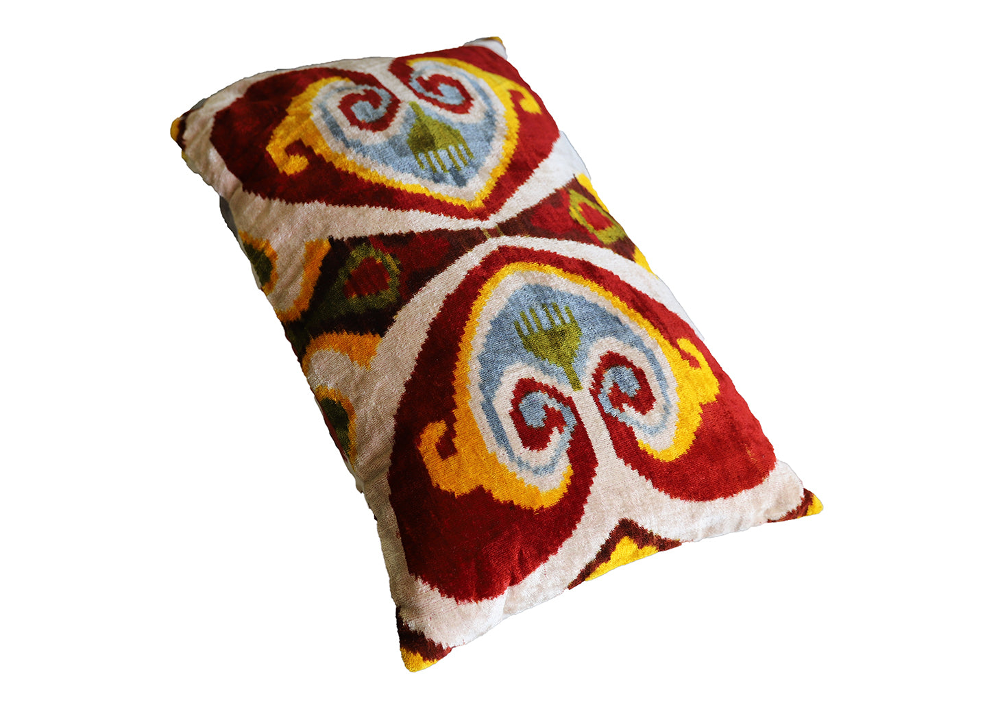 Small Rectangular Velvet Ikat with Silk Backing Pillow