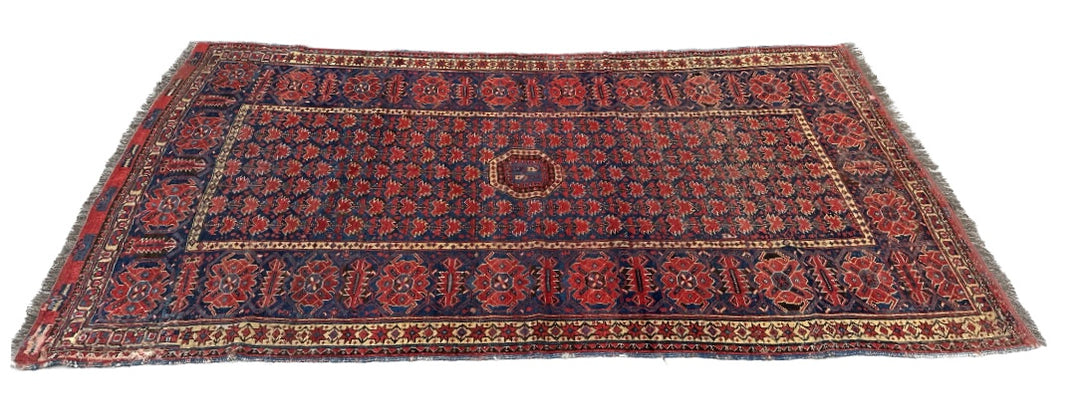 5'x9' Red and Blue Antique Collectable North Afghanistan Bashir Rug