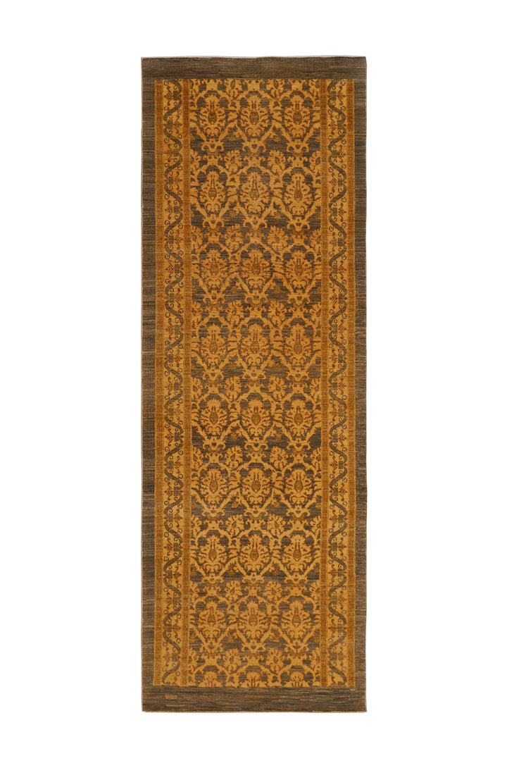 4'x11' Traditional Runner Rug– Earthtone Floral | Transitional Luxury Rug