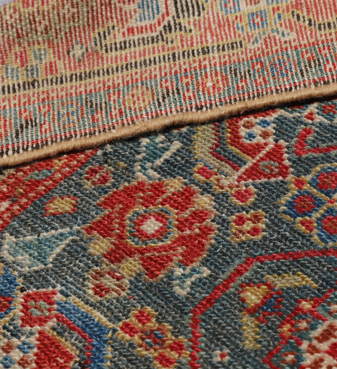 Antique Persian Malayer Runner Rug | Teal Blue & Red Runner