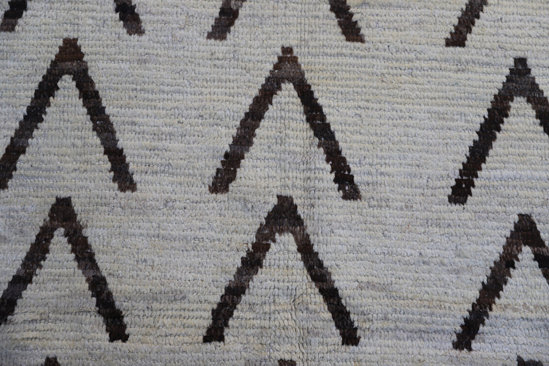 4'x15' Hand-knotted Runner | Moroccan Shag Wool Runner Rug