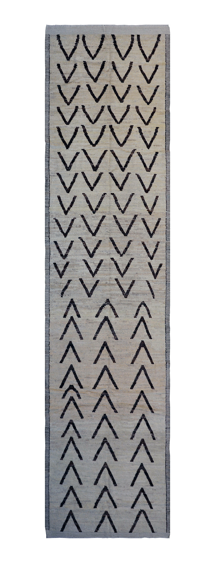 4'x15' Hand-knotted Runner | Moroccan Shag Wool Runner Rug