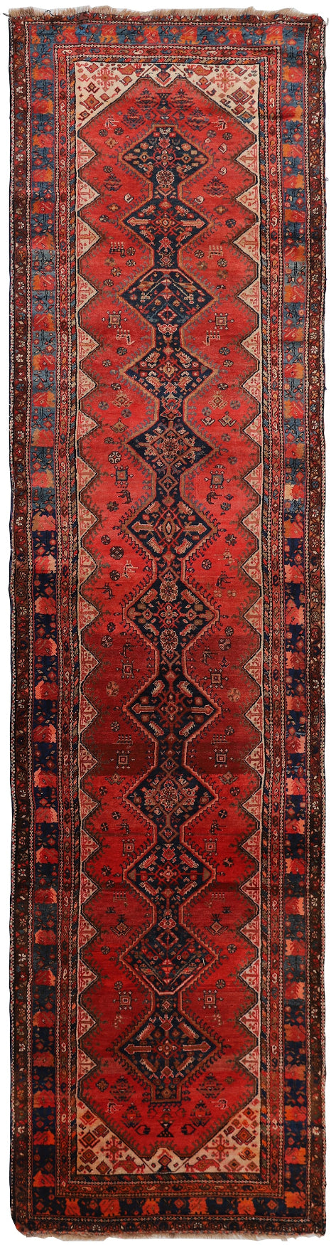 4'x15' Vintage Persian Runner Rug | Geometric Persian Runner