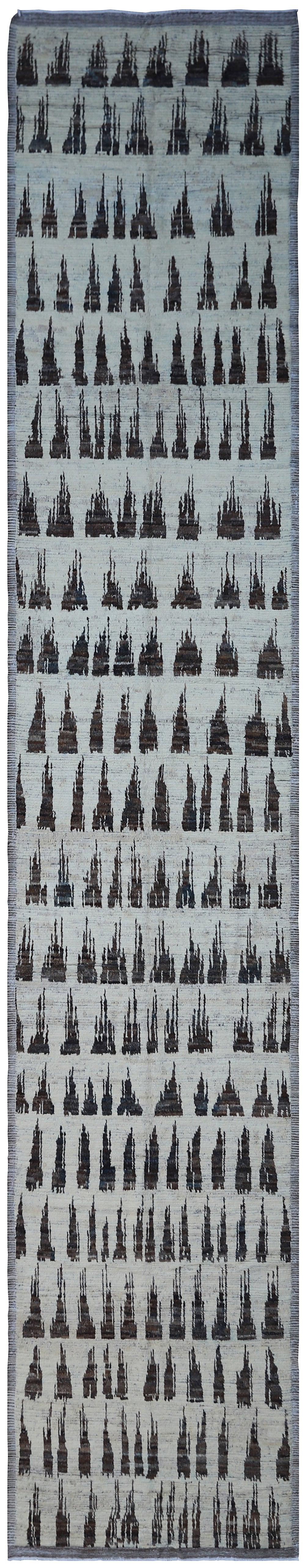 4'x20' Hand-knotted Rug Runner | Contemporary Moroccan | Wool Runner Rug