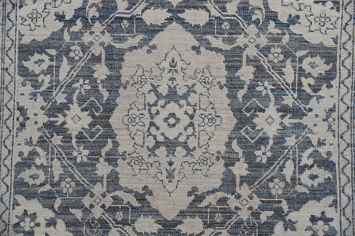 4'x22' Long Runner | Agra | Navy Cream Geometric Runner Rug