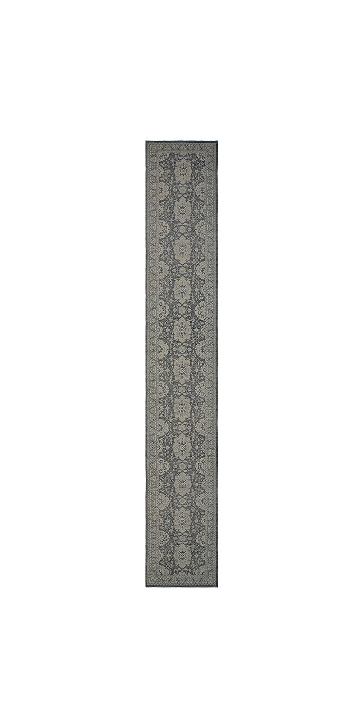 4'x22' Long Runner | Agra | Navy Cream Geometric Runner Rug