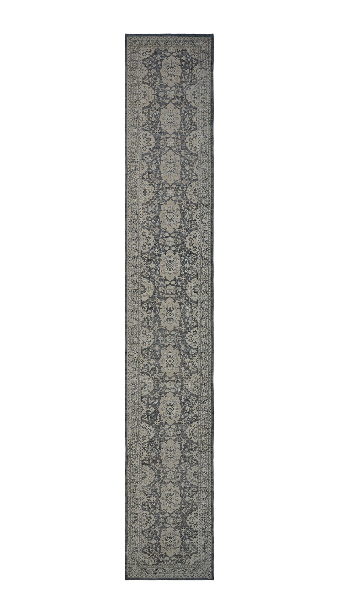4'x22' Long Runner | Agra | Navy Cream Geometric Runner Rug 
| Ariana Rugs