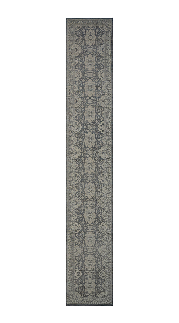 4'x22' Long Runner | Agra | Navy Cream Geometric Runner Rug 
| Ariana Rugs