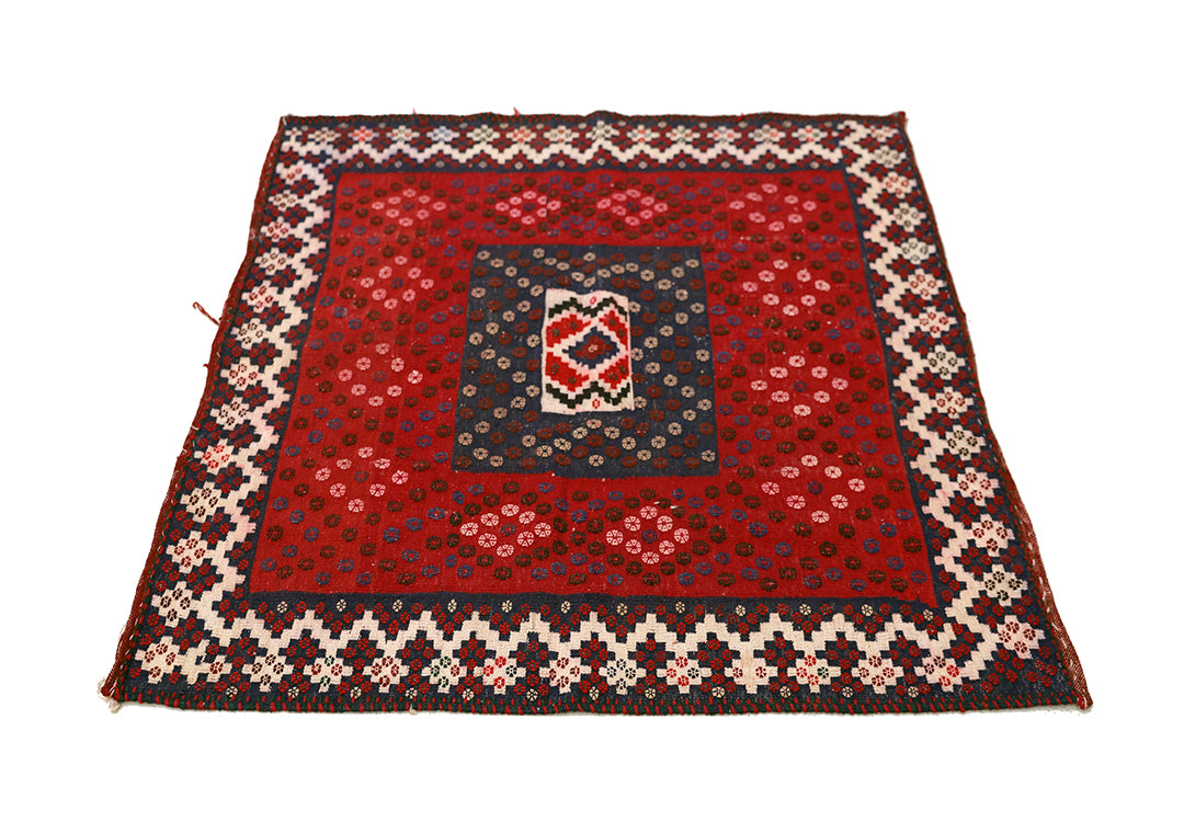 4'x4' Early 1900s Square Sofreh Kilim | Collectible Tribal Flat Weave