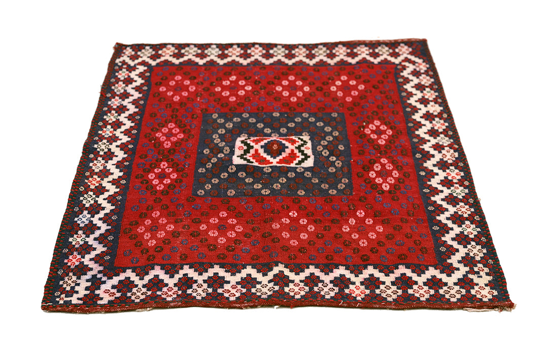 4'x4' Early 1900s Square Sofreh Kilim | Collectible Tribal Flat Weave