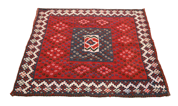 4'x4' Early 1900s Square Sofreh Kilim | Collectible Tribal Flat Weave