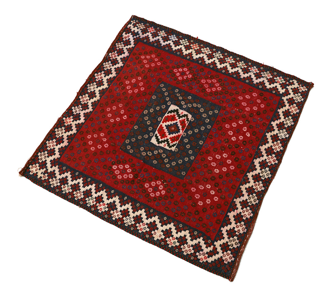 4'x4' Early 1900s Square Sofreh Kilim | Collectible Tribal Flat Weave