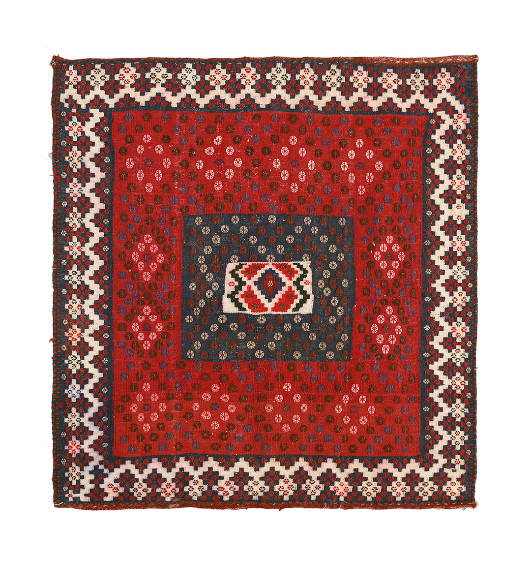 4'x4' Early 1900s Square Sofreh Kilim | Collectible Tribal Flat Weave