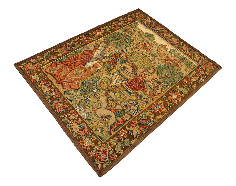 Decorative rug with intricate patterns on a white background