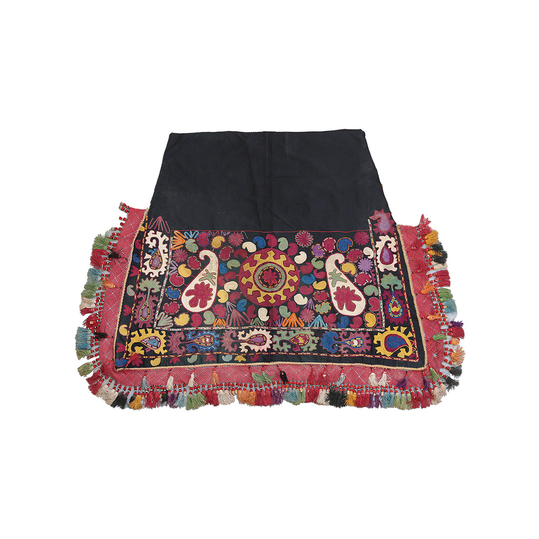 4'x5' Very Unique Antique Hand Embroidered Horse Cover Textile