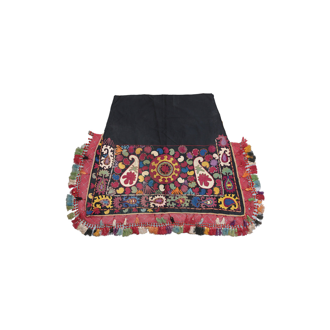 4'x5' Very Unique Antique Hand Embroidered Horse Cover Textile